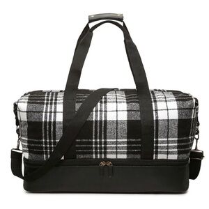 DSW Black and White Plaid Weekender Bag